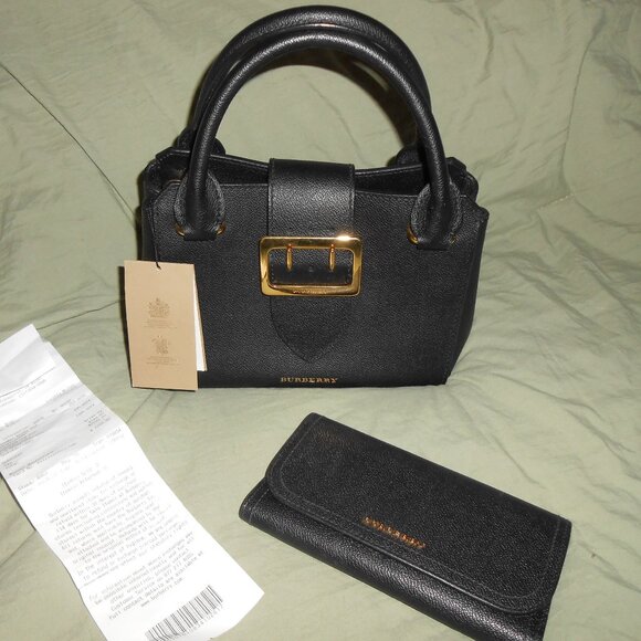 Burberry Black Grainy Leather Small Buckle Tote With Wallet - Picture 1 of 8
